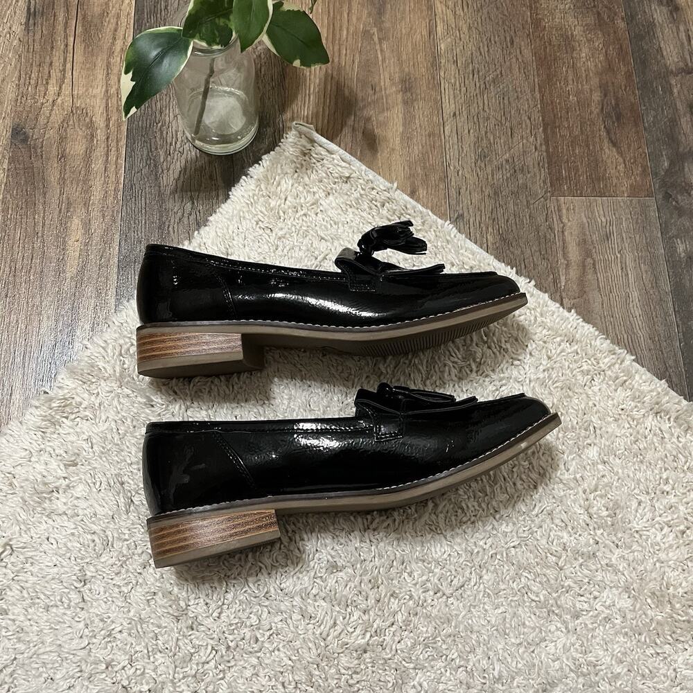 Michael Shannon Size 7 Black Patent Faux Leather Tassel Melodie Loafers - Picture 4 of 8